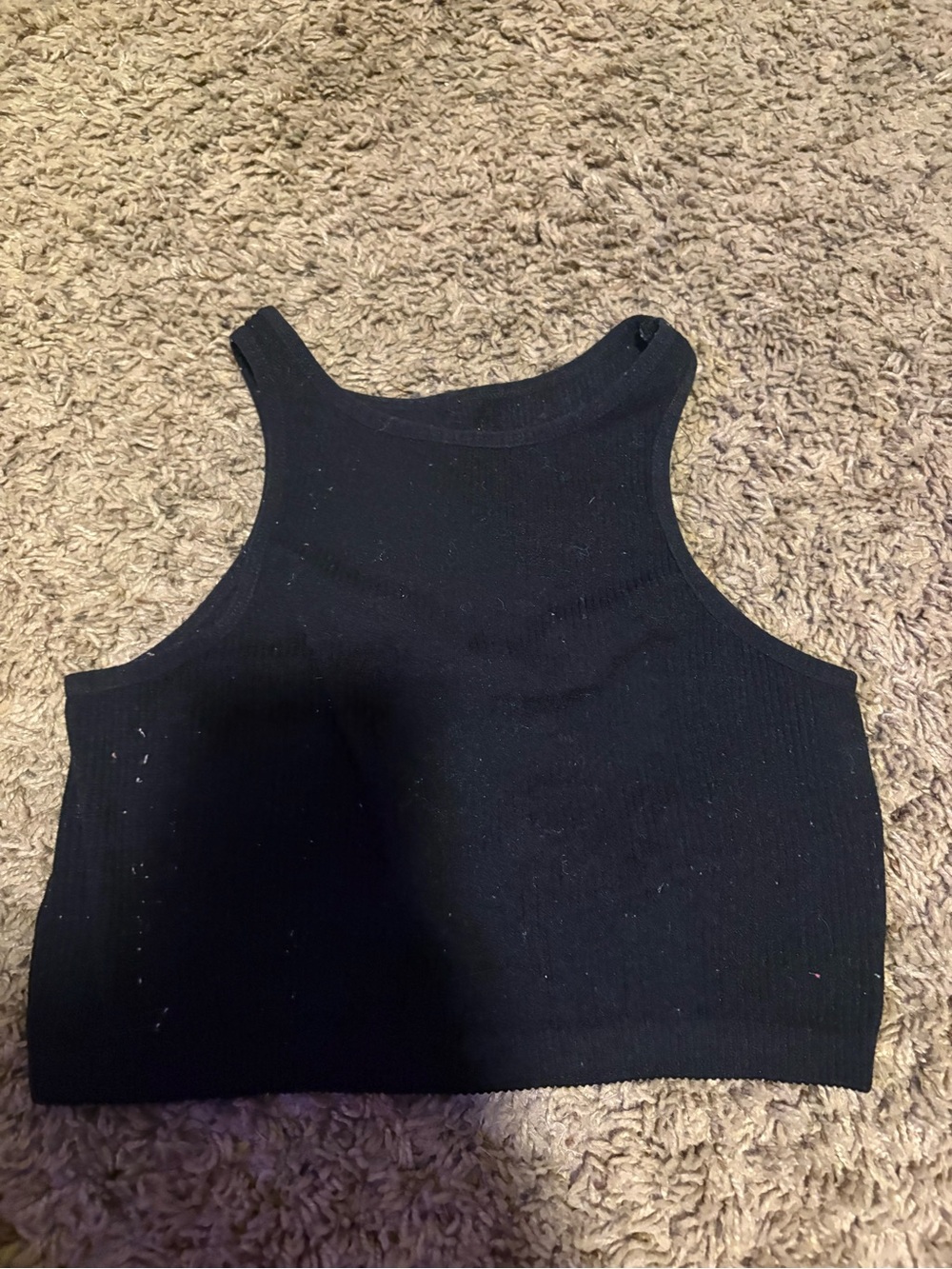 Classic Black Ribbed Crop Tank Top - Women
